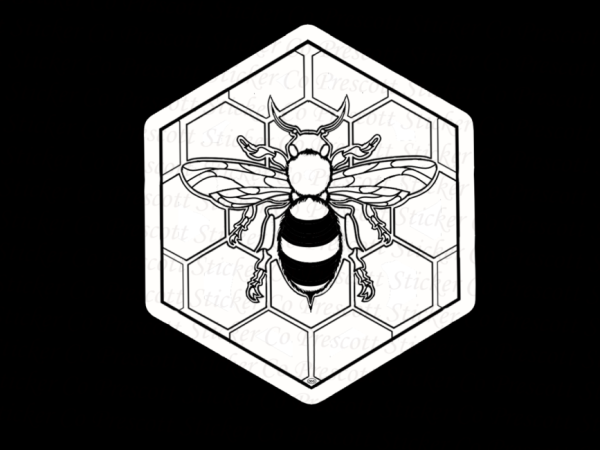 image of artful bumble bee on geometric background