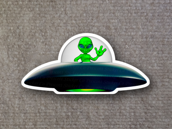 Alien neon green alien vinyl sticker decal take me to your leader - Image 5