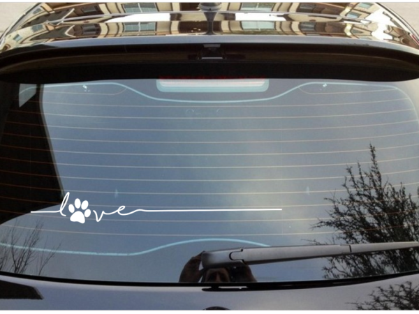 Dog Paw Print LOVE Sticker Decal White 3 inch up to 9 inch - Image 2