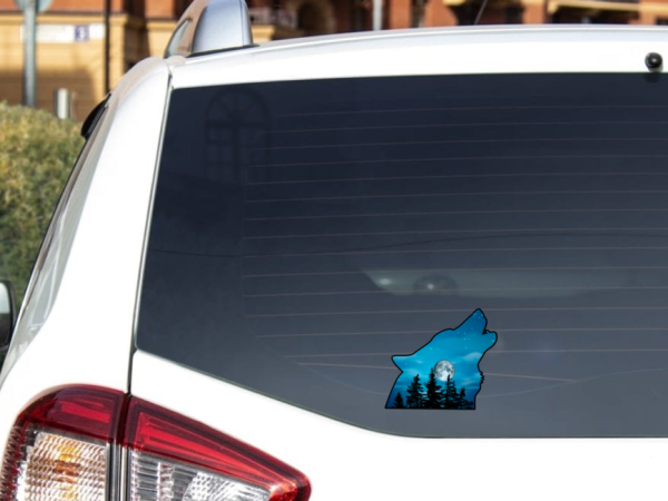 Wolf Howl At The Moon Vinyl Window Laptop Bumper Sticker Decal - Image 4