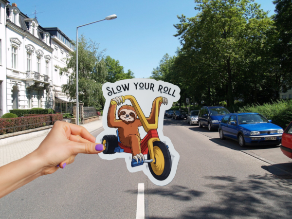 Slow Your Roll Sloth Motorcycle Vinyl Window Laptop Bumper Sticker Decal - Image 2