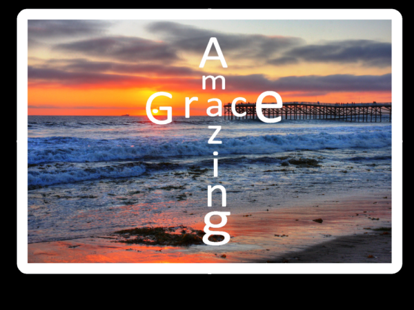 Amazing Grace Cross Christian Ocean Vinyl Laptop Bumper Sticker Decal - Image 7