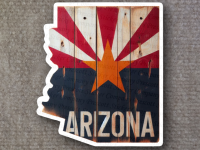 Rustic Image of Arizona state flag with Arizona state outline