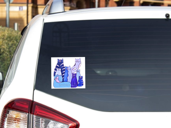 Blue Cats by Snowart (artist) Vinyl Window Laptop Bumper Sticker Decal - Image 2