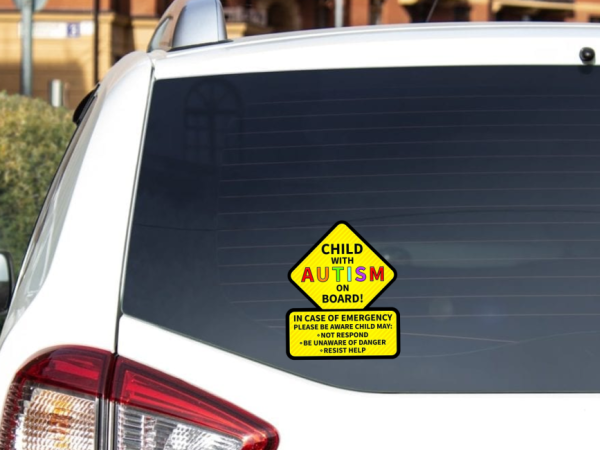 Child With Autism On Board! Window Laptop Bumper Sticker Decal - Image 7