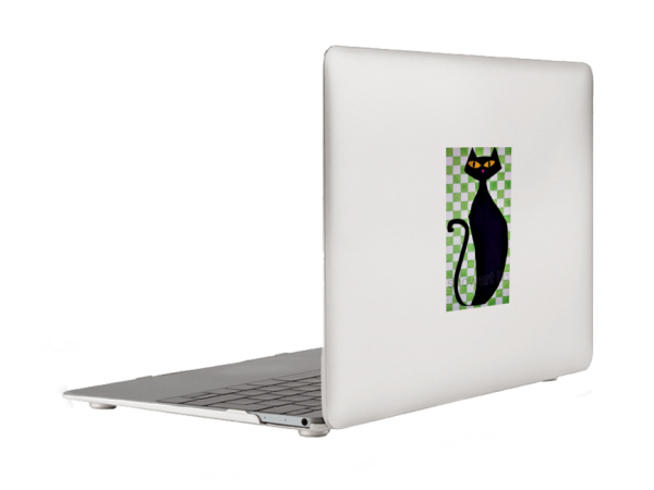 Black Cat on Green Checkerboard by Snowart (artist) Vinyl Window Laptop Bumper Sticker Decal - Image 5