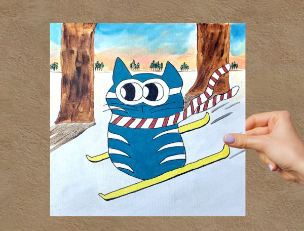 Skiing Cat by Snowart (artist) Vinyl Window Laptop Bumper Sticker Decal - Image 4