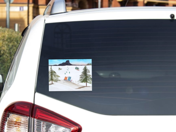 Sledding Cats On Prescott Thumb Butte by Snowart (artist) Vinyl Window Laptop Bumper Sticker Decal - Image 8