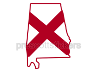 Colorful Image of Alabama State Flag with Alabama State Outline