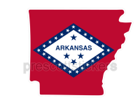 Colorful unique image of Arkansas State Flag with Arkansas State Outline