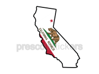 Colorful unique image of California State Flag with California State Outline