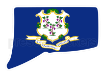 Colorful unique image of Connecticut State Flag with Connecticut State Outline