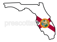 Colorful unique image of Florida State Flag with Florida State Outline