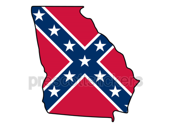 Colorful unique image of Georgia Confederate State Flag with Georgia State Outline