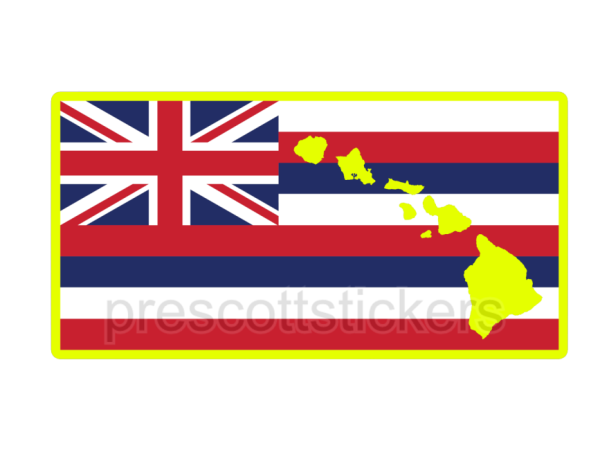 Colorful unique image of Hawaii State Flag with Hawaii State Outline