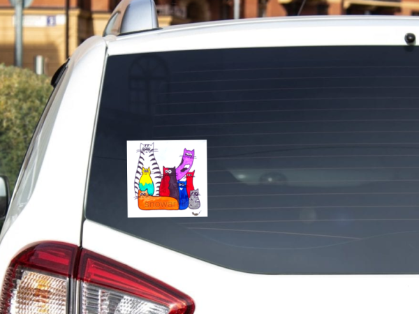 Multicolor Cats by Snowart (artist) Vinyl Window Laptop Bumper Sticker Decal - Image 4
