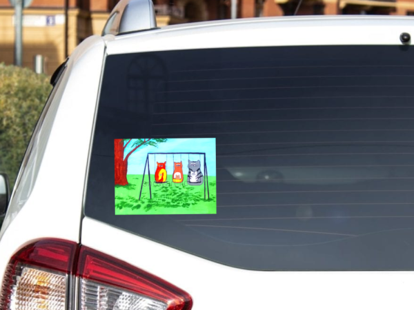 Swingset Cats by Snowart (artist) Vinyl Window Laptop Bumper Sticker Decal - Image 4