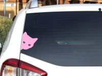 Image of cat peeking out car window