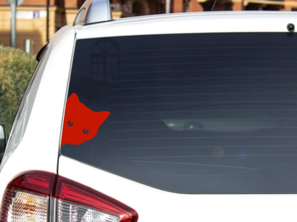 Cat Peeking Out Car Window Vinyl Laptop Bumper Sticker Decal - Image 5