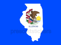 Colorful unique image of Illinois State Flag with Illinois State Outline