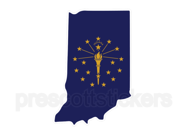 Colorful unique image of Indiana State Flag with state Outline