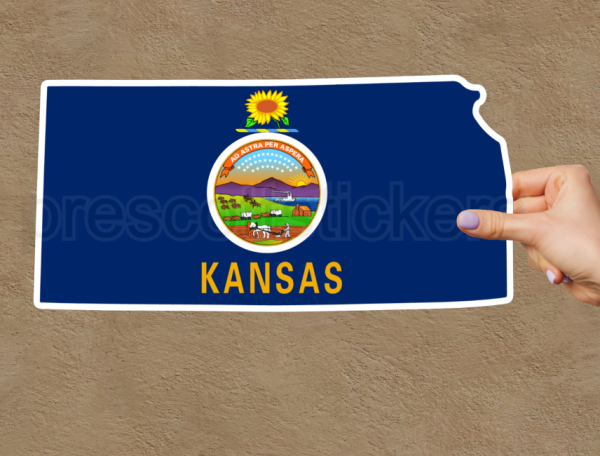 Kansas Flag State Outline Car Window Vinyl Laptop Sticker Decal - Image 2