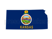 Colorful unique image of Kansas State Flag with state outline