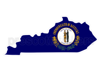 Colorful unique image of Kentucky State Flag with state outline