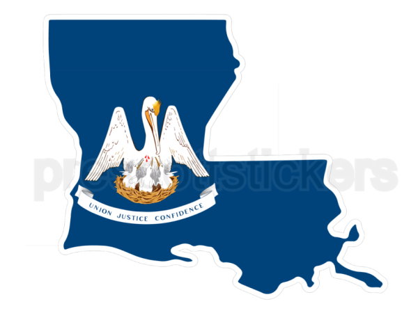 Colorful unique image of Louisiana State Flag with state outline