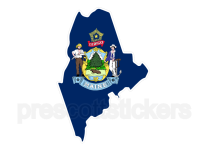 Colorful unique image of Maine State Flag with state outline