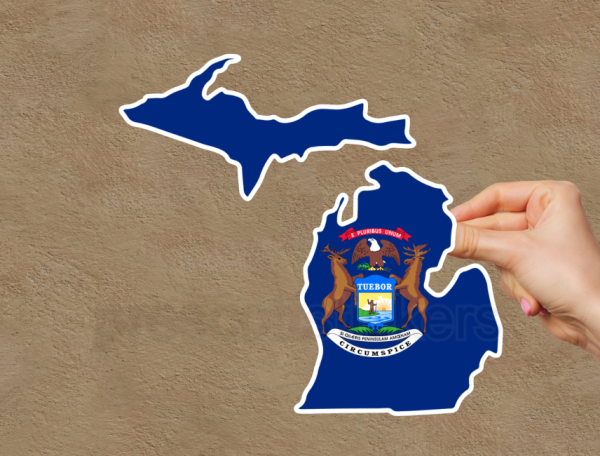 Michigan Flag State Outline Car Window Vinyl Laptop Sticker Decal - Image 2