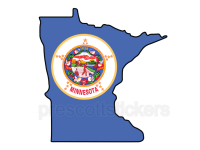 Colorful unique image of Minnesota State Flag with state outline