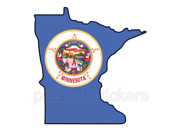 Colorful unique image of Minnesota State Flag with state outline