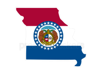 Colorful unique image of Missouri State Flag with state outline