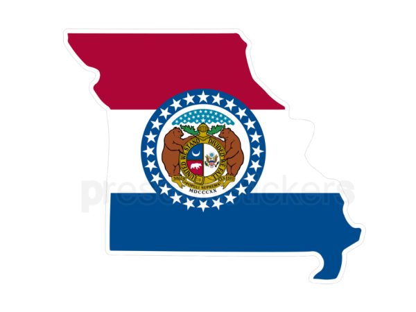 Colorful unique image of Missouri State Flag with state outline