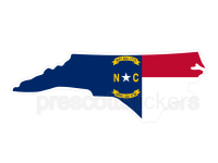 Colorful unique image of North Carolina State Flag with state outline