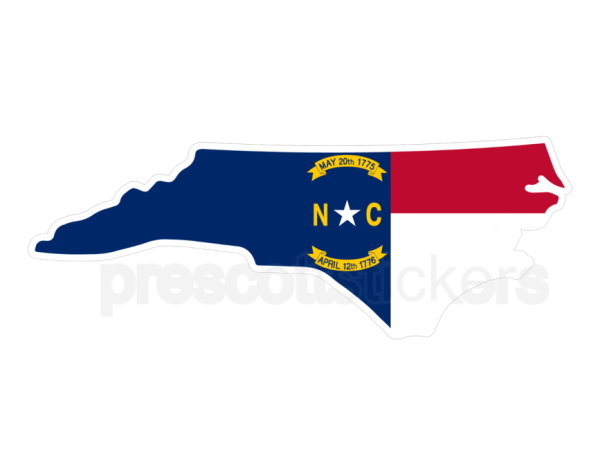 Colorful unique image of North Carolina State Flag with state outline