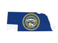 Colorful unique image of Nebraska State Flag with state outline