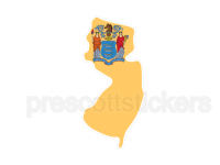 Colorful unique image of New Jersey State Flag with state outline