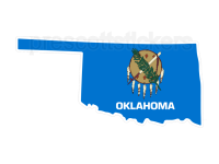 Colorful unique image of Oklahoma State Flag with state outline