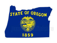 Colorful unique image of Oregon State Flag with state outline