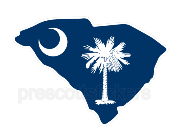 Colorful unique image of South Carolina State Flag with state outline