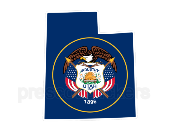 Colorful unique image of Utah State Flag with state outline