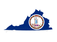 Colorful unique image of Virginia State Flag with state outline