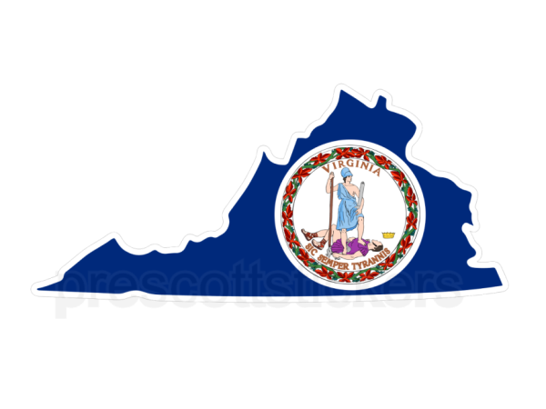 Colorful unique image of Virginia State Flag with state outline