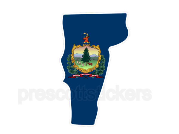 Colorful unique image of Vermont State Flag with state outline