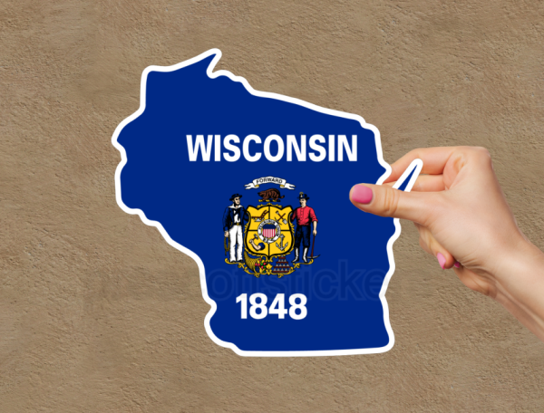 Wisconsin Flag State Outline Car Window Vinyl Laptop Sticker Decal - Image 2