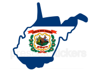 Colorful unique image of West Virginia State Flag with state outline