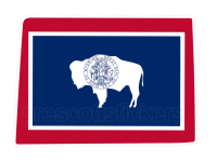 Colorful unique image of Wyoming State Flag with state outline